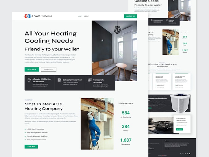 design hvac company website on wordpress with elementor pro