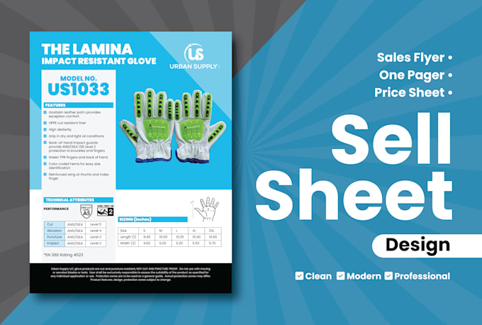design professional product sell sheet, one sheet, door hanger