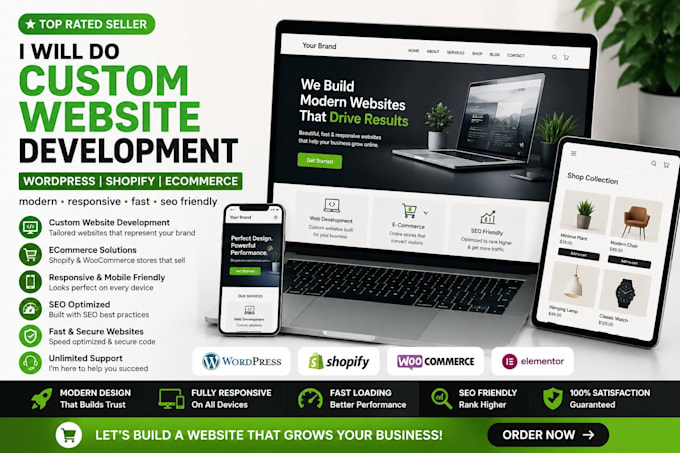 custom website development, shopify website development, wordpress ecommerce