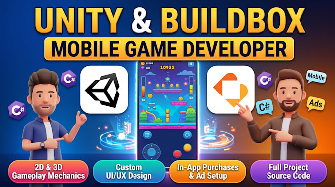 develop your 2d 3d game in unity and buildbox