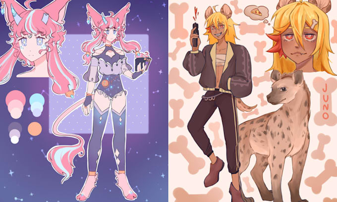 Create a character design sheet by Midoreeee | Fiverr