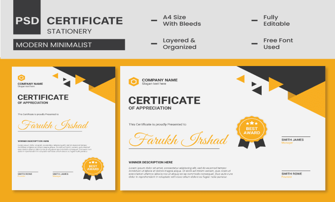 create certificate templates, diploma or award certificate