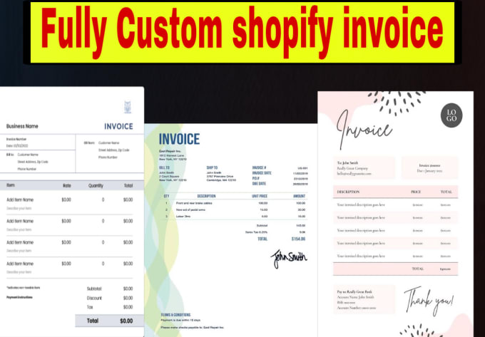 Create custom shopify invoice business cards and packing slip