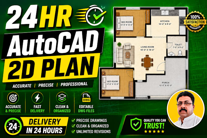 draw expert 2d floor plan in autocad from your sketch or PDF  24hr