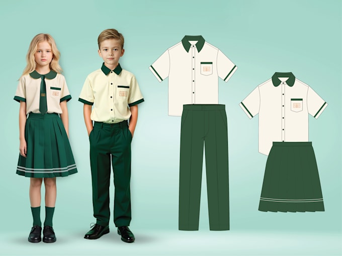 design entire school uniform with flat drawings
