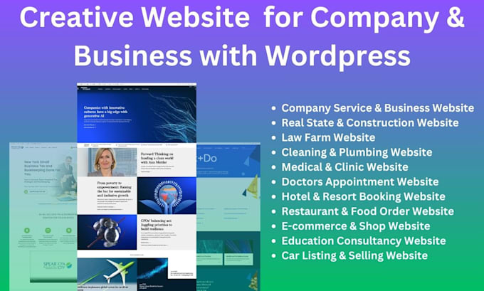 create portfolio and service wordpress website for company and business