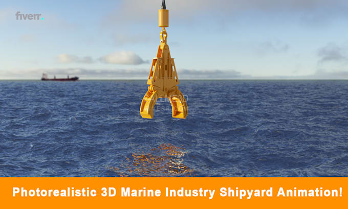 create realistic 3d marine industry shipyard animation