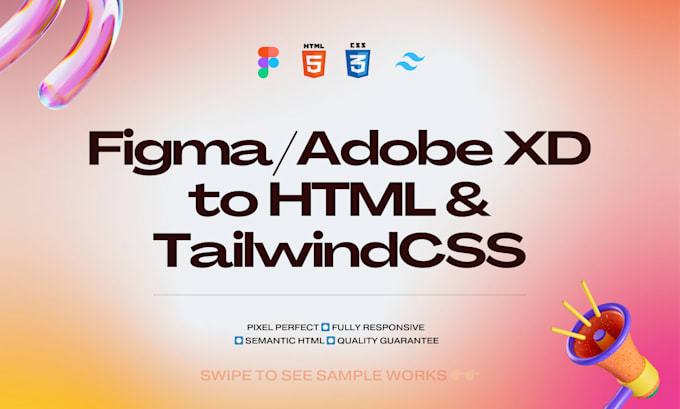 Convert figma design to html and tailwind css by Pia_juan | Fiverr