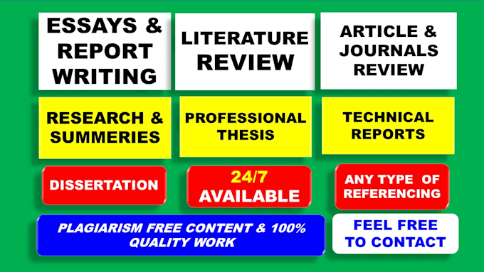 do essay writing and report writing, research and journal or article review