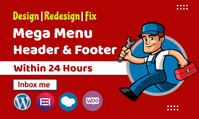 design or fix wordpress mega menu, header, footer and css issue within 24hrs