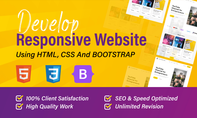 Develop responsive website using html css and bootstrap by Bahadur_mia7 ...