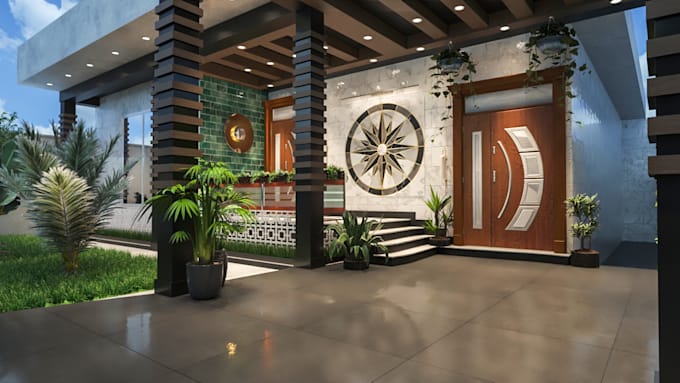 design and 3d render villa, house and home exterior
