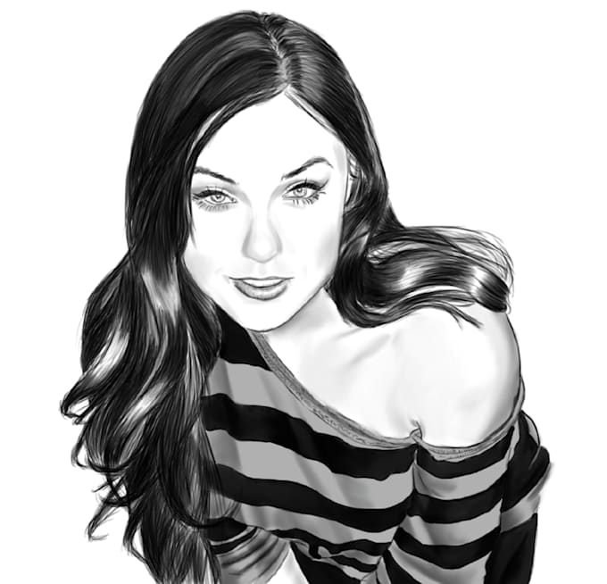 Draw black and white cartoon of you by Niharika_angel Fiverr