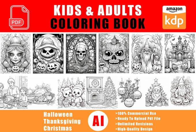 Create kids and adults coloring book pages for amazon kdp by Sumona ...