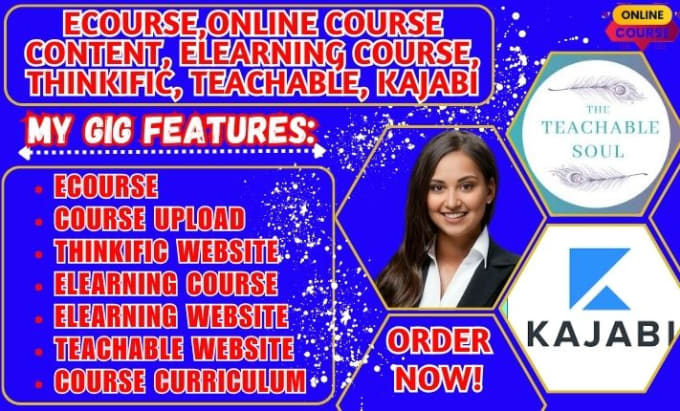I will write online course content, elearning website on thinkific, ecourse, teachable