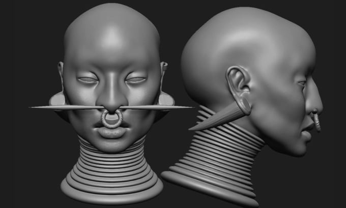 Visage 3D, tête 3D, buste 3D, modélisation 3D dans zbrush et blender