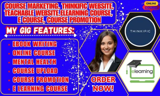 I will setup thinkific, teachable, and presentation, with course marketing for ecourse