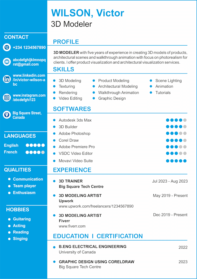 Create an amazing resume and cv - Create An Amazing Resume For You 