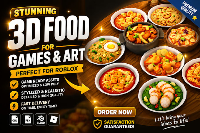 make stunning 3d food for your game, roblox, art, etc