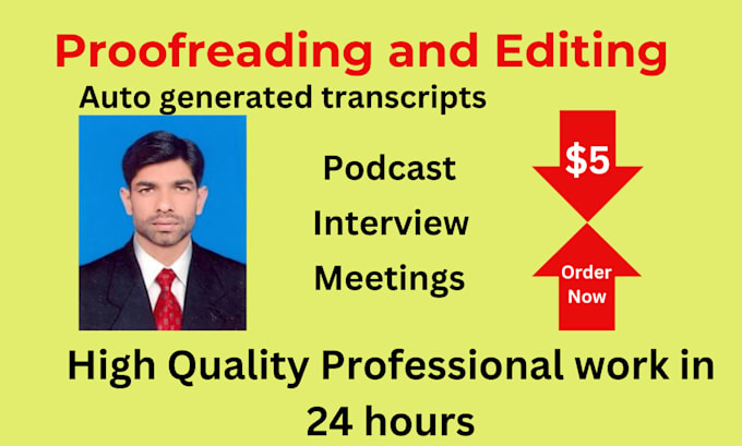 proofread and edit auto generated ai content transcripts