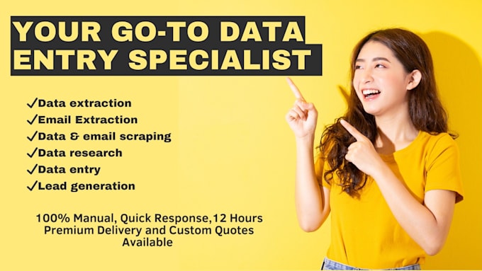 do data input, data entry, email collection, and web research