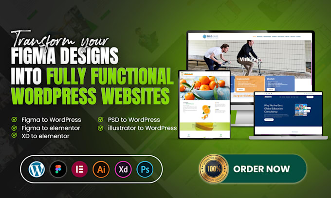 do figma to wordpress, psd to elementor, xd to wordpress and figma to elementor