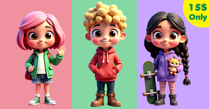 create 3d models of cute characters for you