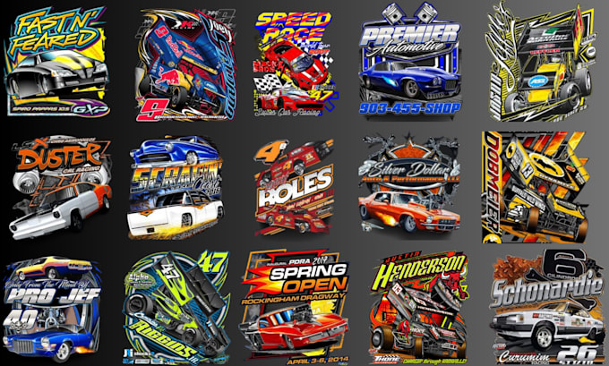 create professional automotive design illustration for your racing car tshirt