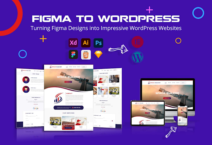 convert xd, PSD, figma design to wordpress
