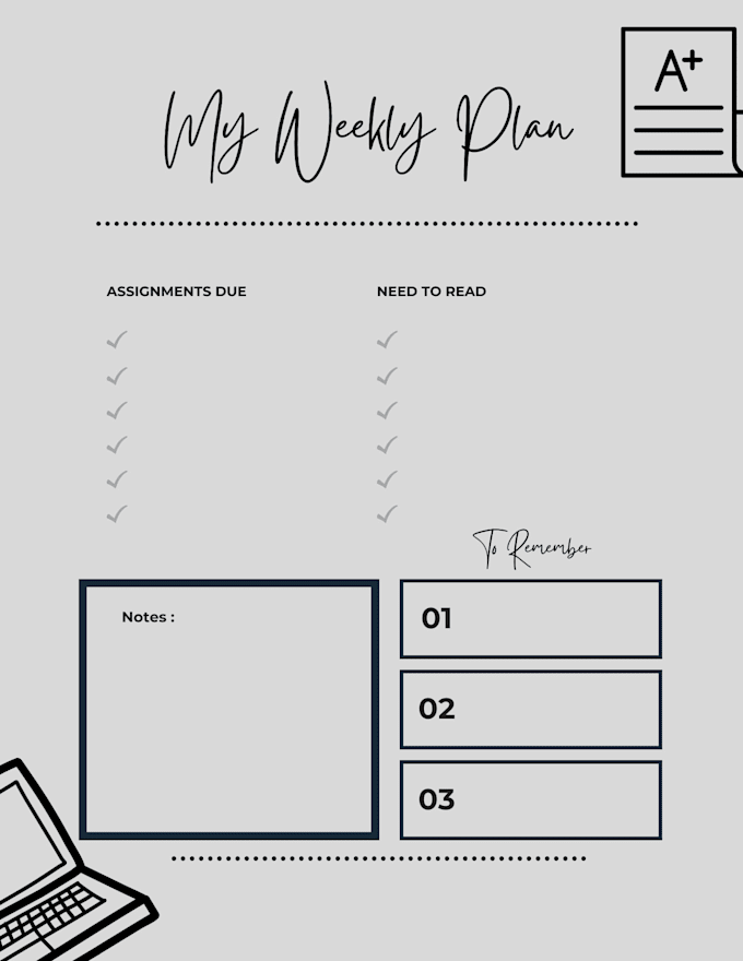 Create a class assignment chart for your college classes by Amanda ...