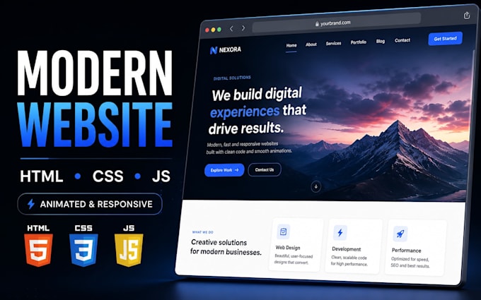 develop professional animated HTML, CSS and js website