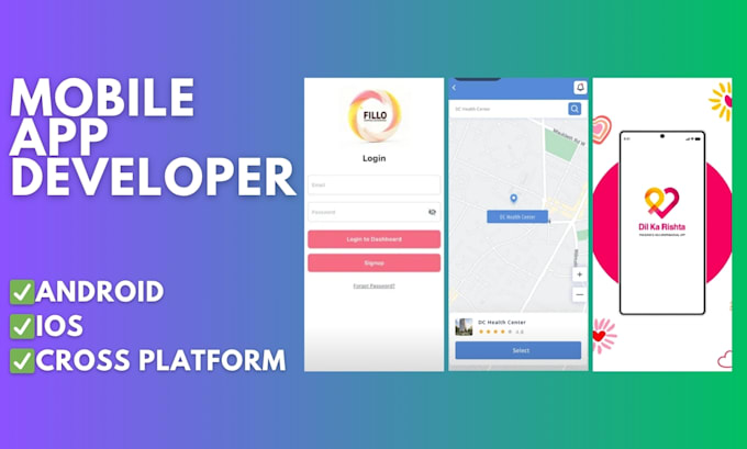 develop custom mobile apps flutter, react native, android, ios