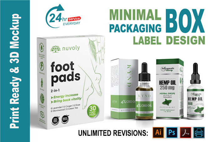 do minimal box, packaging box, label design with 3d mockup