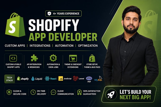 do shopify app development, custom shopify app, API integration and bug fixes