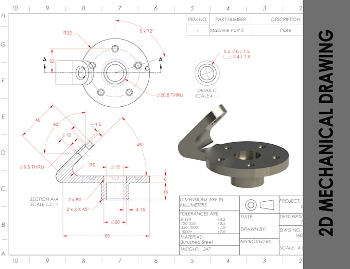 do mechanical engineering drafting or 2d drawings by freecad