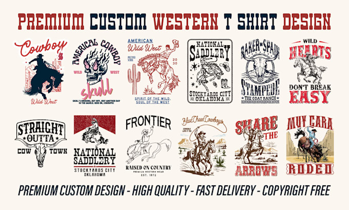 create custom western t shirt designs with vintage graphics