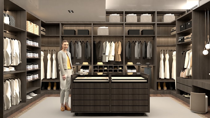 design a custom closet, wardrobe or dressing room in 3d