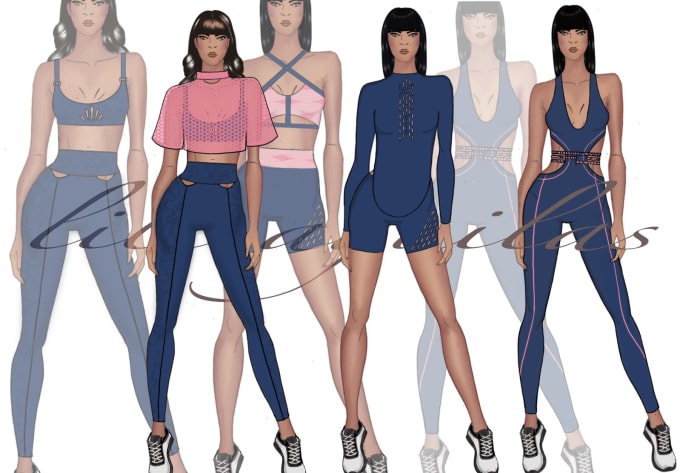 Create activewear collection or fashion illustration sketch by ...