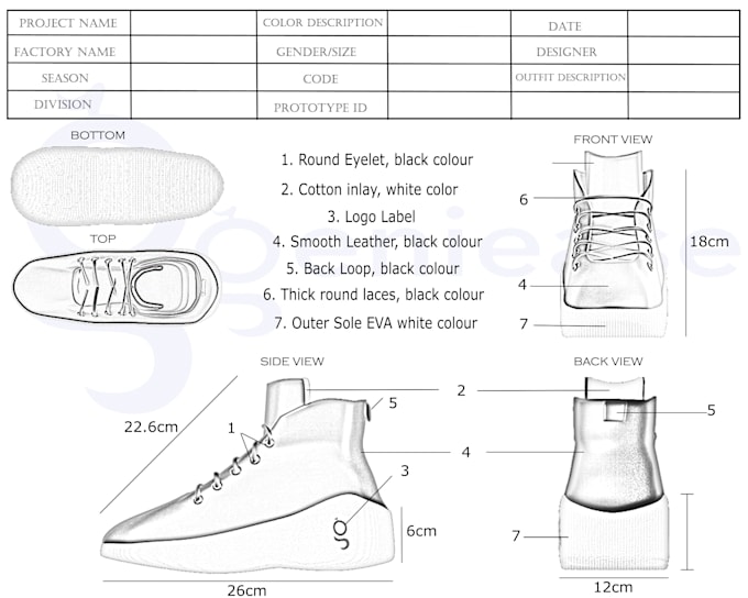Design tech pack shoe sneaker product concept for manufacture by Pro