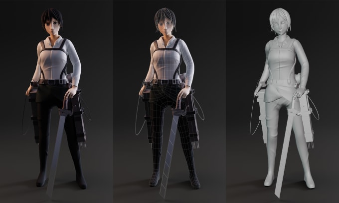 create anime 3d character models for games and animation