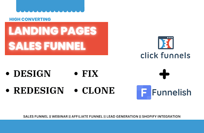 design, clone, setup sales funnels on funnelish, clickfunnels 2 0, samcart
