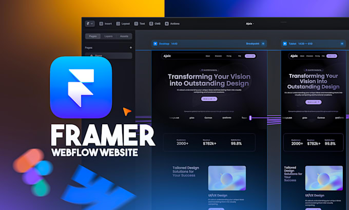 design and develop a responsive website using framer or webflow