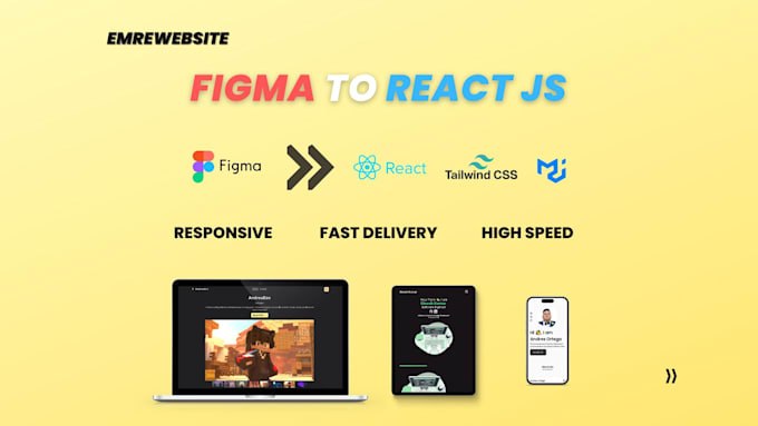 convert figma to react js using tailwindcss or material UI