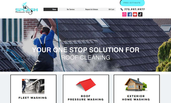 Design pressure washing website soft wash website cleaning website by