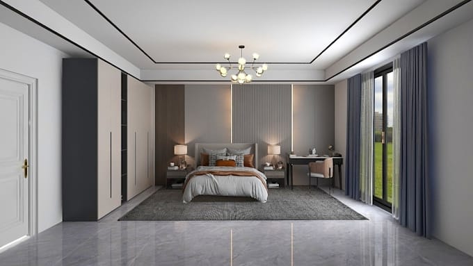 do modern 3d interior bedroom design