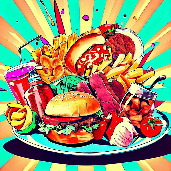 create-a-illustration-of-food-pop-art-by-elandrimarx3-fiverr