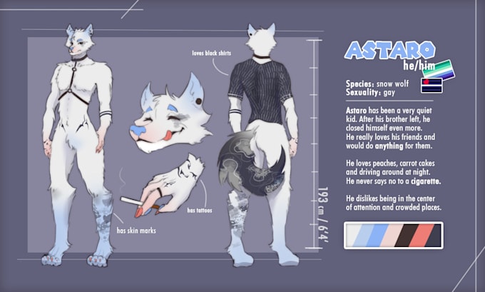 make custom furry reference sheet art or oc