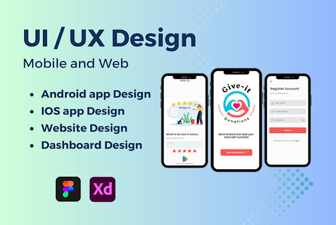 Design your mobile app and website ui ux design or wireframes by ...