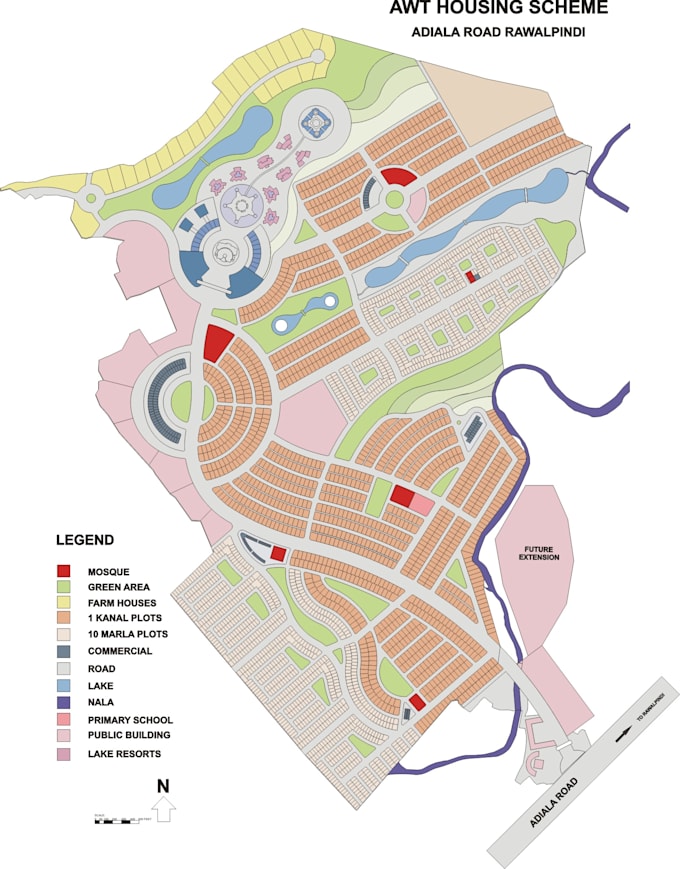 design housing scheme, land subdivision