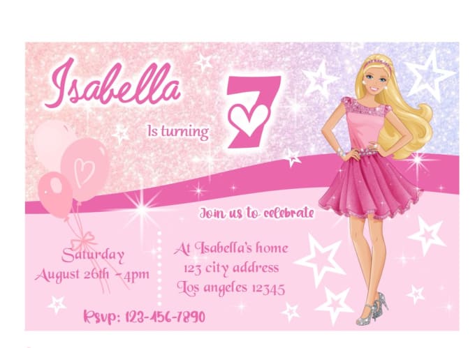 Progetta un invito alla festa di compleanno di barbie